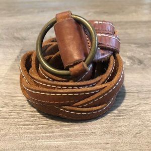 A&F Leather Braided Belt with Pick-stitch Detail